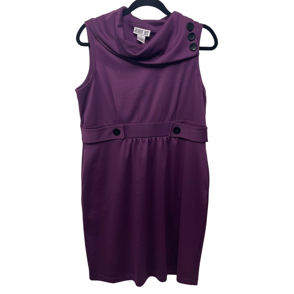 New Robbie Bee Womens Dress PXL Plum Sleeveless Cowl Neck‎ Office Dark Academia